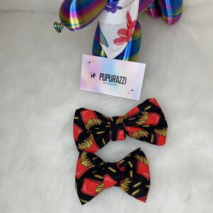 Fry bow tie, summer dog bow tie, dog bow tie,  snap bow tie