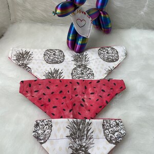 Summer dog bandana, summer dog bandana, slip on dog bandana, beach bandana, dog bandana, reversible bandana, fruit bandana
