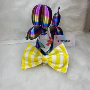 Sunshine plaid bow tie, summer dog bow tie, snap on dog bow tie, plaid bow tie, dog bow tie, snap bow tie