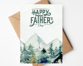 Father's Day Card, Mountain Forest Outdoors for Dad, Gift for Dad, Gift for husband, Step Dad Gift, First Fathers Day, Camping Dad, Hiking