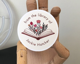 Customized Book Plates, Personalized Name Tags for Books, From the Library of, Book Lover Gift, Teacher Gift, Gift for Reader, Gift for Her