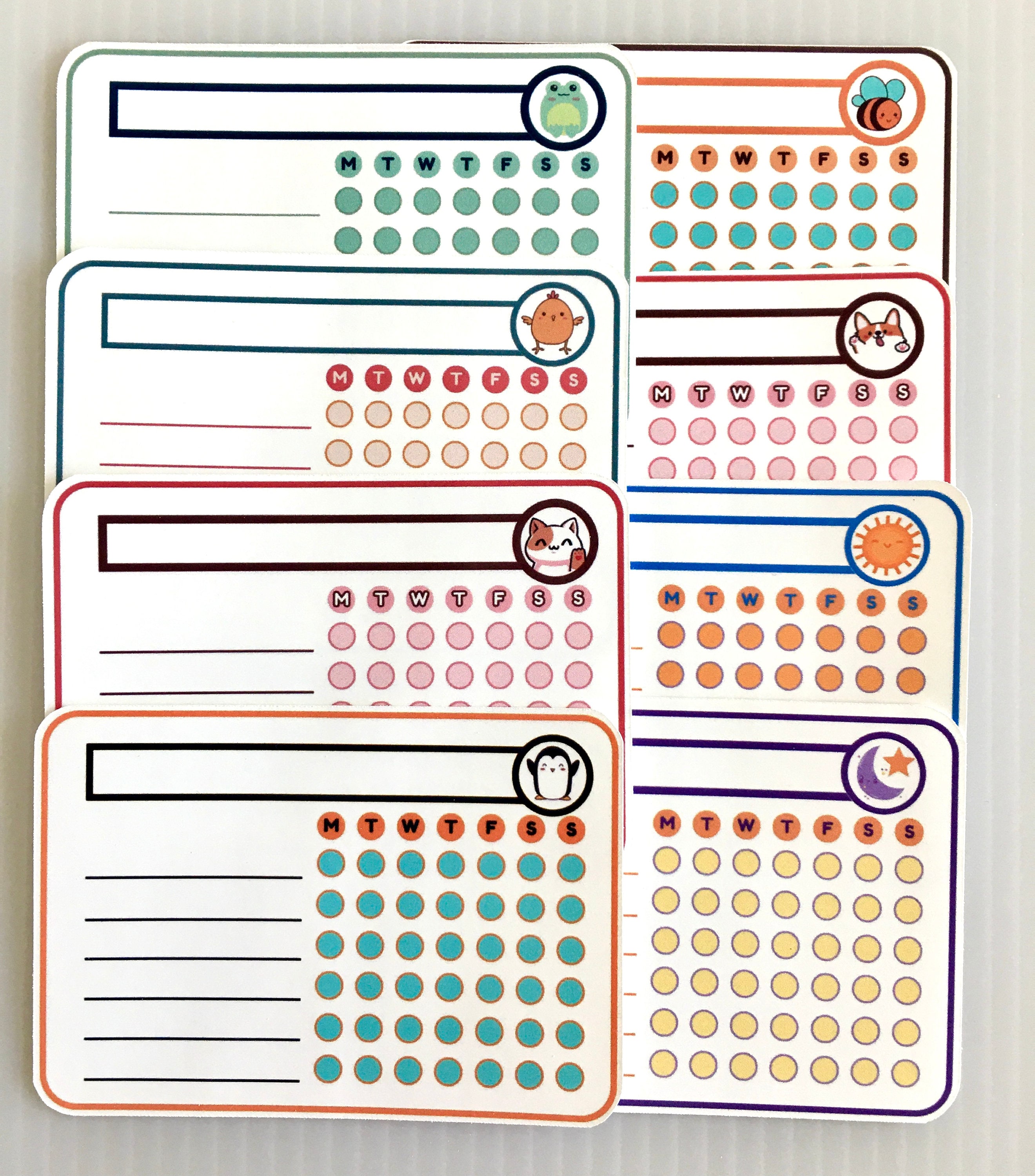 Tiny Habit Tracker Stickers, 7 Day Habit Tracker, Small Calendar for ...