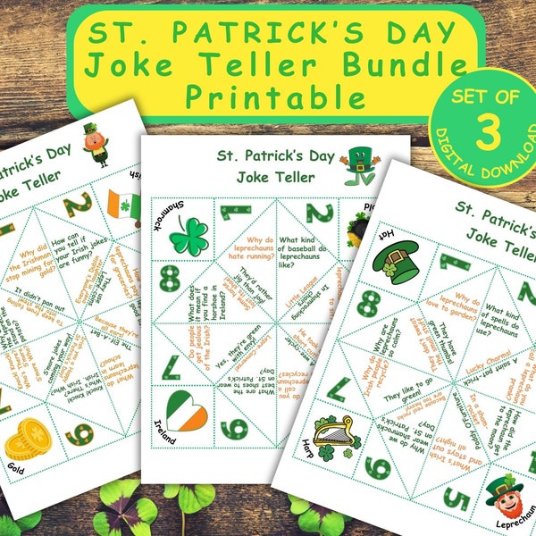 Printable St Patrick's Day Cootie Catcher, Leprechaun Joke Teller, Download, Fun Party Favor, Printable Kids Game, Classroom Activity