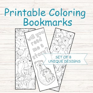 Printable Coloring Bookmarks, Set of 8, Cute Forest Woodland Animals ...