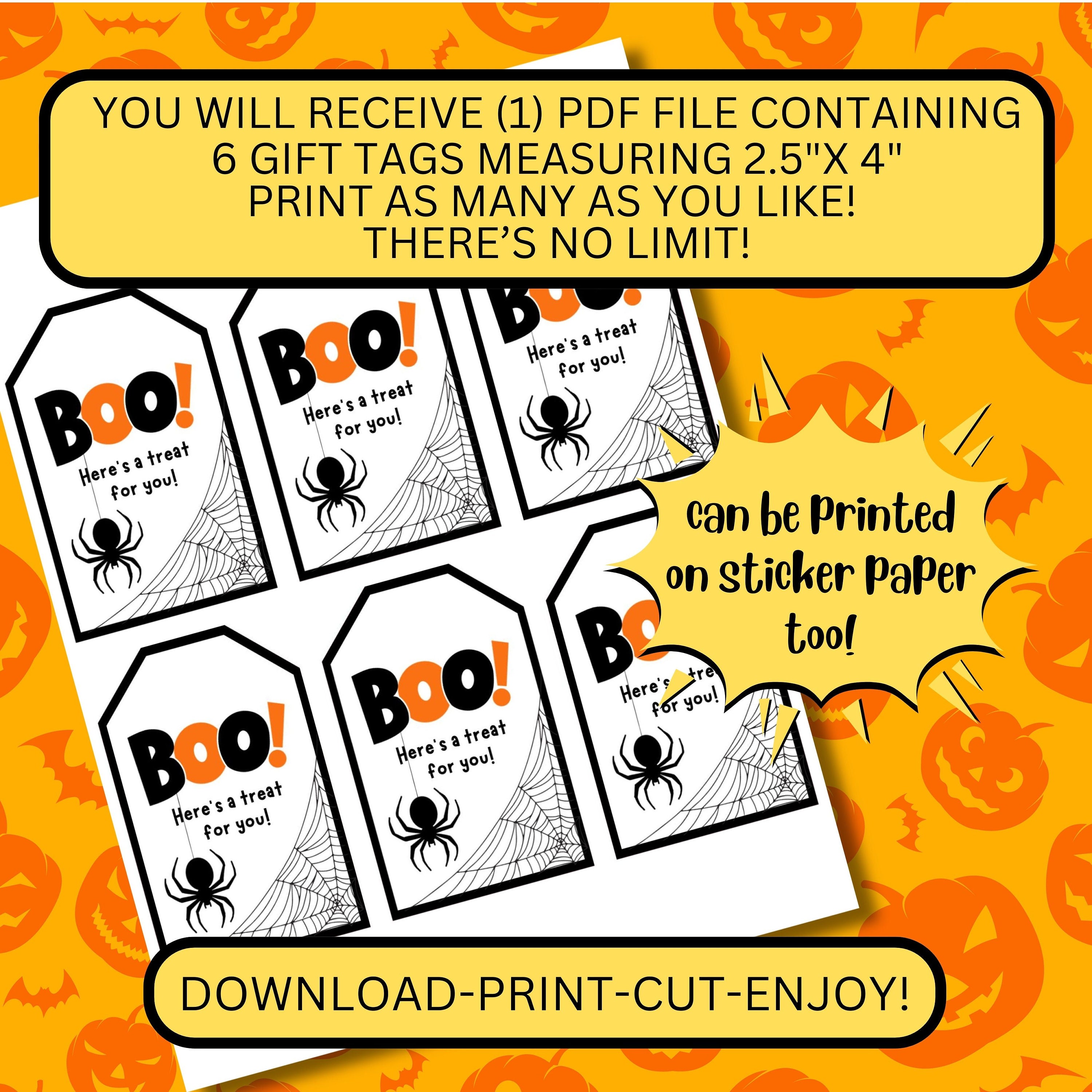 Instant Download Halloween Tags, Boo Party Favor, Treat Tags, Gift Tags ...