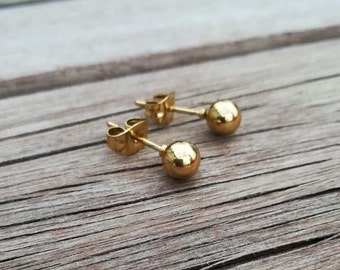 3mm Kugel Ohrstecker gold Edelstahl wasserfest