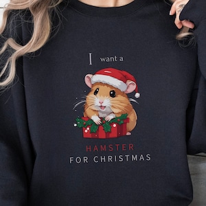 Cute Hamster Sweatshirt,Cozy Hamster Hoodie,Adorable Hamster shirt,Hamster Lover Santa Claus,Hamsters for Christmas