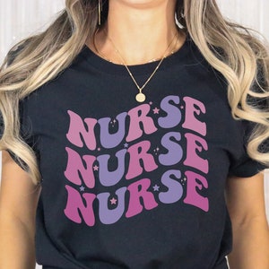 Cute Nurse T-shirt, unique gift for a future nurse, Cute Nurse Gift shirt, Groovy Retro Nurse Shirt