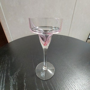 Caithness Glass Pink Swirl Long Stemmed Votive / Tea Light Candle Holder