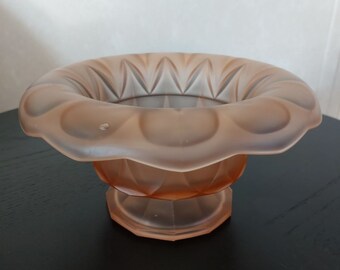 RARE Viktoria Blumenbowl by August WALTHER and SOHNE Pink Glass Flower Bowl