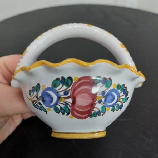 Modra Slov Keramika Pottery Floral Basket