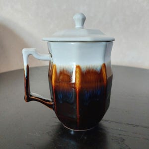 Taza octogonal con tapa de porcelana Taiwan Living Tianmu con esmalte de color