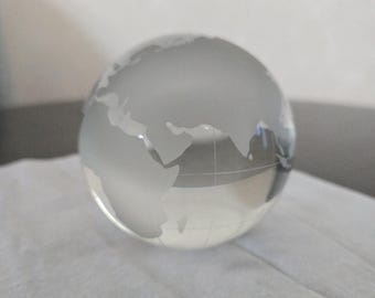Geëtst matglas aarde presse-papier - kunstglazen bol (3 inch)