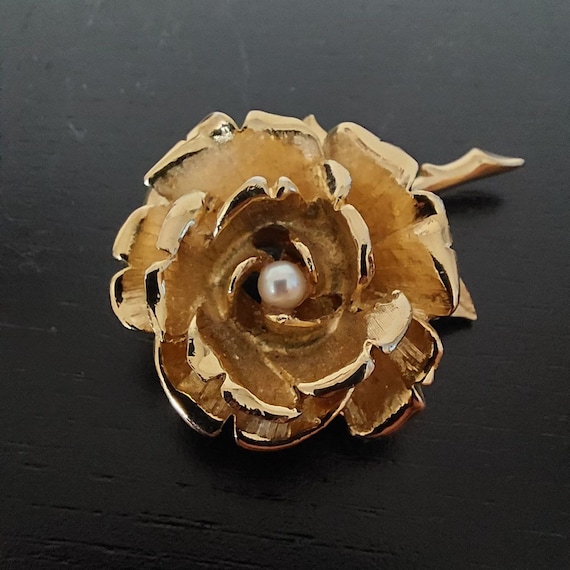 MARCEL BOUCHER ヴィンテージ マルセル ブーシェ ローズブローチ Marcel Boucher Rose Brooch - 1962-1965 - 5mm Cultured Pearl