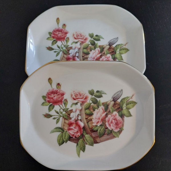 2 x Royal Vale Rose Motif Luncheon Plate