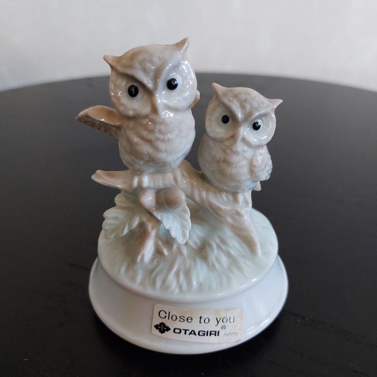 Vintage Otagiri Owls Musical Figurine: Porcelain Plays &ldquo;Close To You&rdquo; Japan 1983