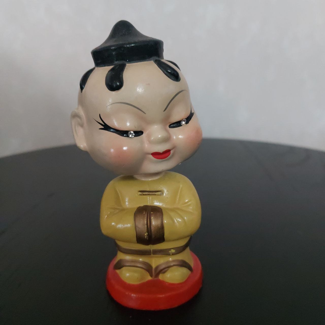 Vintage Japanese Bobble Head, 1950's Asian Boy Nodder With Diamond