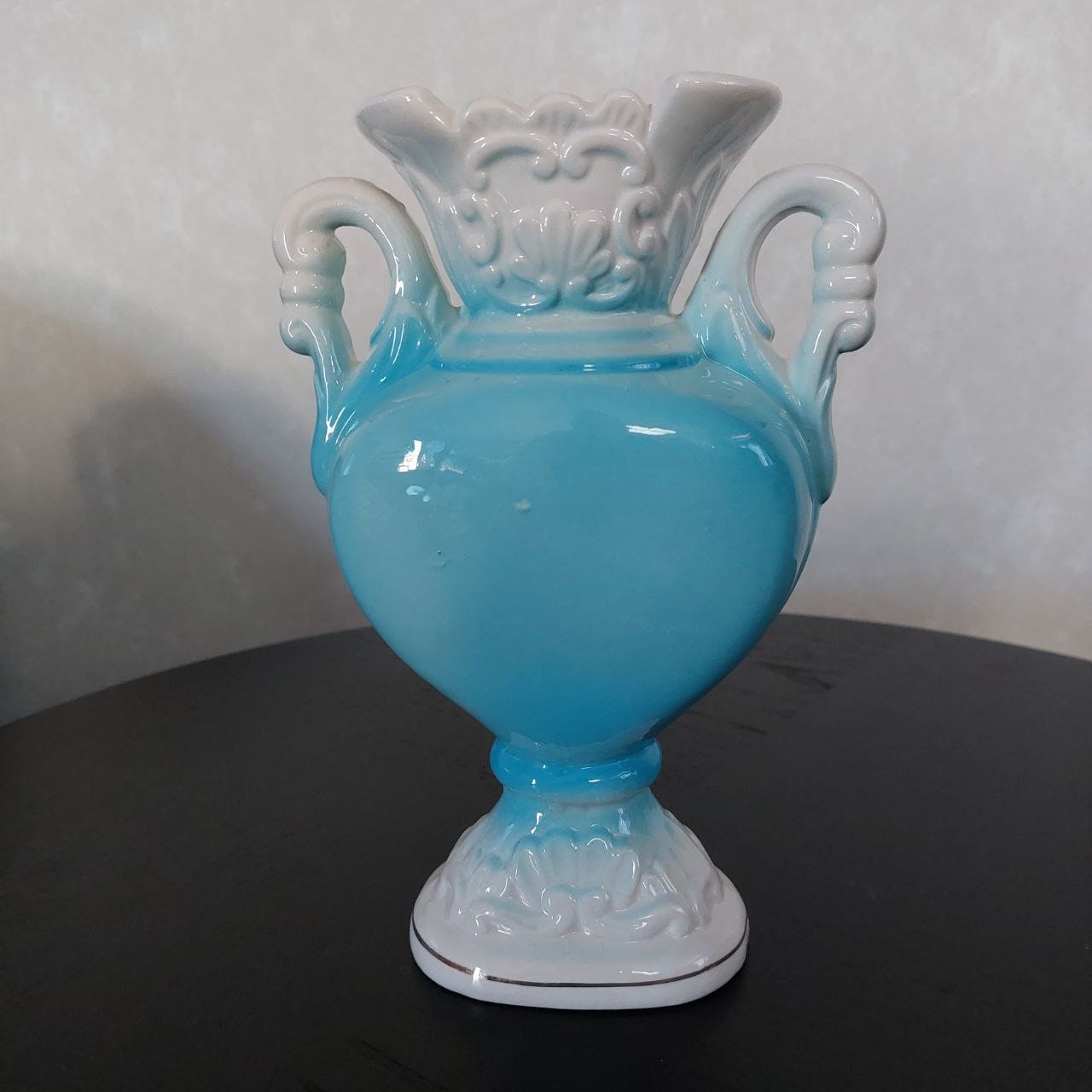 イタリア製 磁器製 花瓶 ライトブルー 2ハンドル カントリーセレナーデ