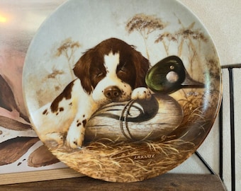 Dog Tired Springer Spaniel Plate Lynn Kaatz Knowles 1987 Box COA