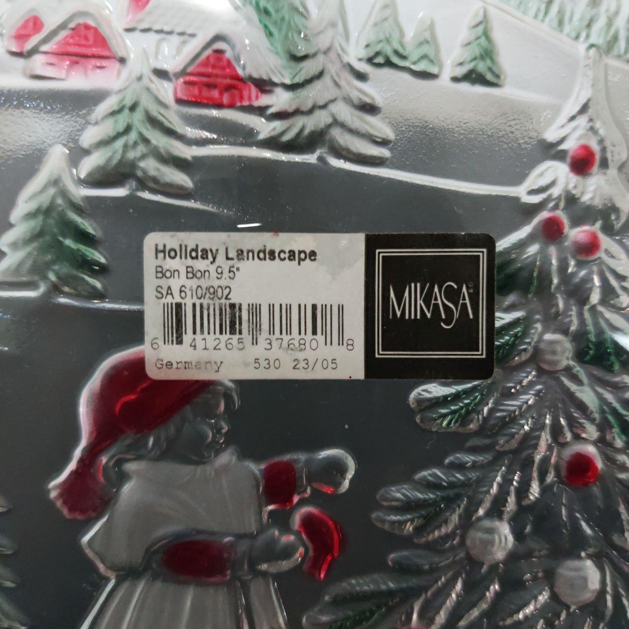 Vintage Mikasa Holiday Landscape Glass Serving Dish - Christmas