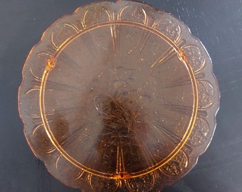 Pink Depression Glass 10 Inch Cake Plate Air Bubbles Edge Seam