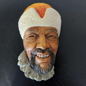 Vintage Bossons &quot;HIMALAYAN&quot; 1966 Head Chalkware Wall Hangings, Made in England
