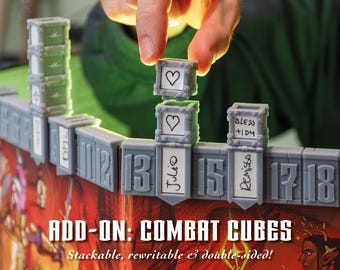 Add-On: Combat Cubes For Initiative Tracker | DnD Gift | Dungeons Dragons 5E Pathfinder Starfinder RPG | DM | GM | Conditions Accessory