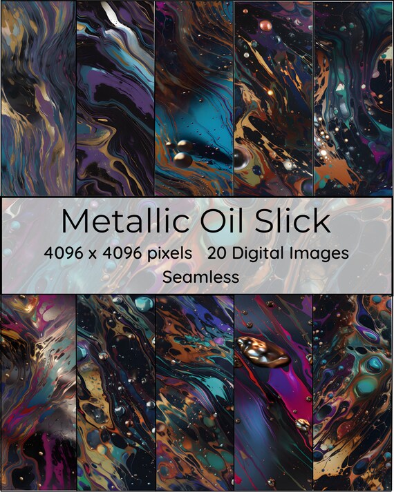 Metallic Oil Slick Mesmerizing Digital Art Iridescent Fluid.