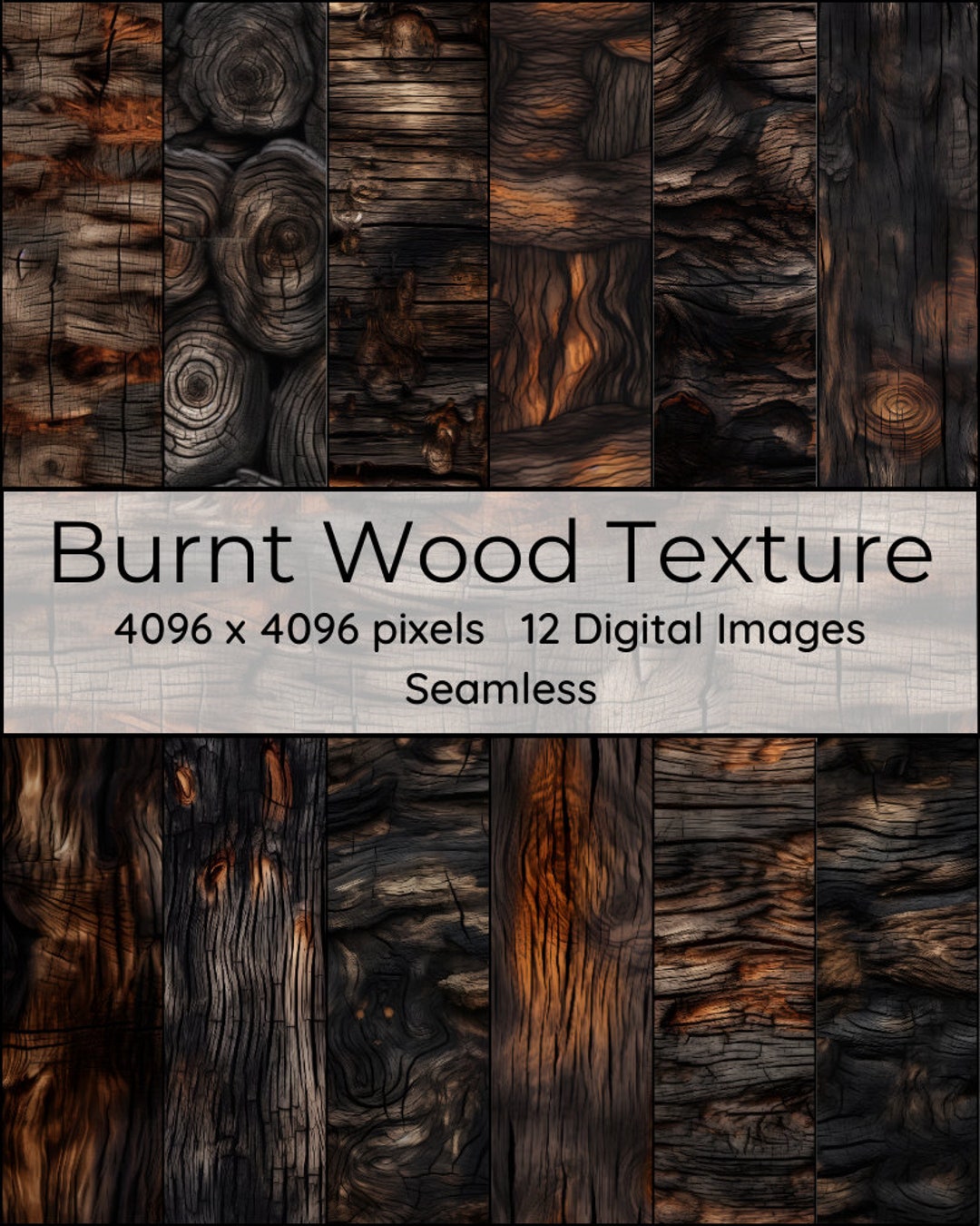 Burnt Wood Texture Organic Digital Art Charred Timber Background