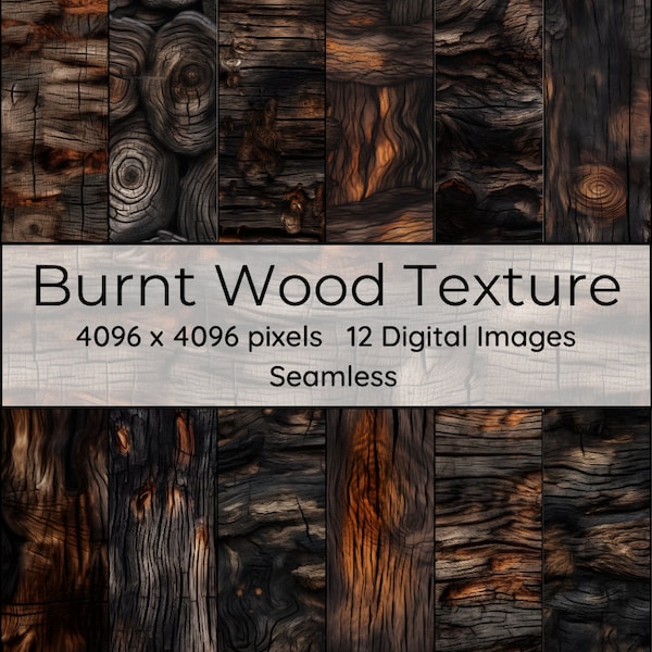 Burnt Wood Texture - Organic Digital Art - Charred Timber Background - Instant Download
