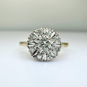 Antique 18CT / 18K Gold and Platinum Diamond Ring /Dress Ring/Cluster Ring • Promise Edwardian Ring • Size R UK/ 8.5 US • Fully Hallmarked