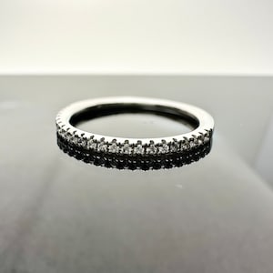 Platinum Micro Pave Diamond Half Eternity Ring • Natural Brilliant Cut Diamonds • Elegant Stacking Ring • Size K 1/2 UK / 5 US • Hallmarked