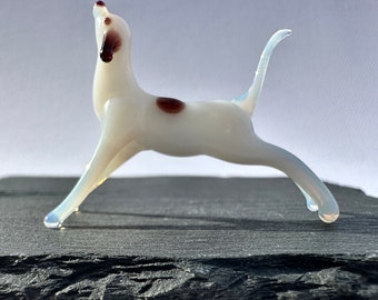Super Tiny Vintage Greyhound Dog Miniature Glass Figurine • Miniature Glass Animals • Miniature Blown Glass Dog Figurine • Dog Lover Gift