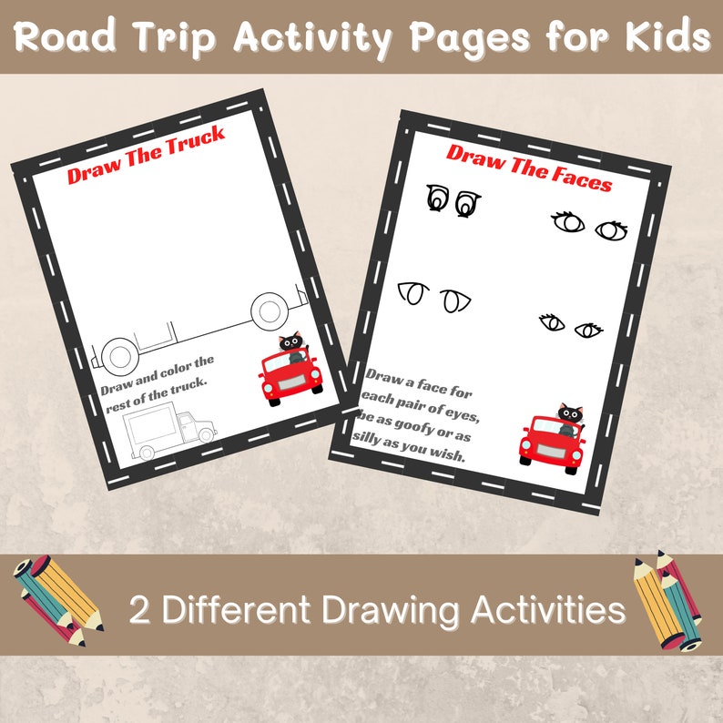 Printable Road Trip Activities for Kids Car Ride Games Travel Pages Downloadable PDF Boredom ...