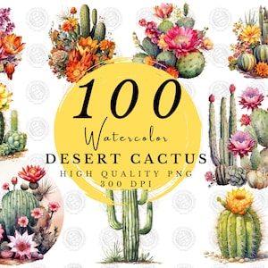 100 Aquarel Cactus Clipart - cactus png - woestijnafbeeldingen - woestijncactus - PNG-indeling voor commercieel gebruik