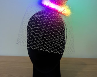 Mini sombrero de copa para fiesta con luces LED multicolor y múltiples efectos