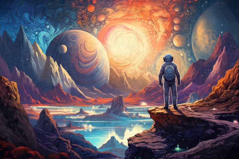 Psychedelic Astronaut Desktop Wallpaper | Psychedelic Art - Etsy