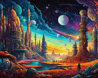 Psychedelic Mars Civilization Wallpaper | Psychedelic Art