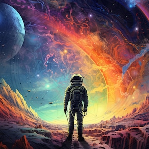 Psychedelic Astronaut Desktop Wallpaper | Psychedelic Art - Etsy