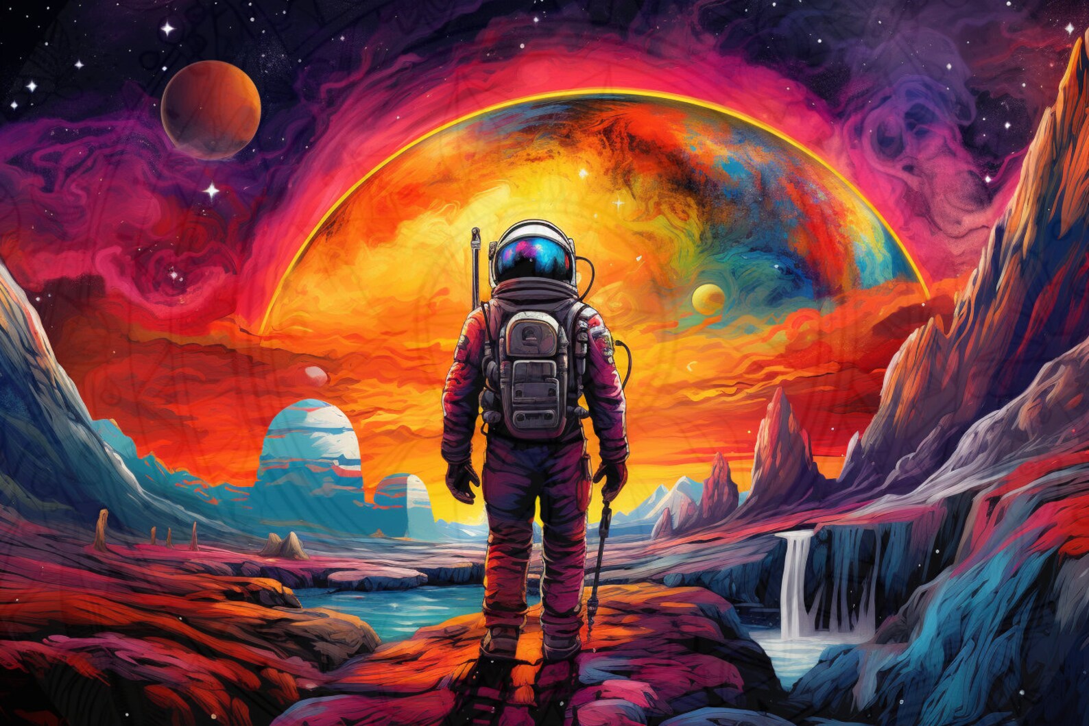 Psychedelic Astronaut Desktop Wallpaper | Psychedelic Art - Etsy
