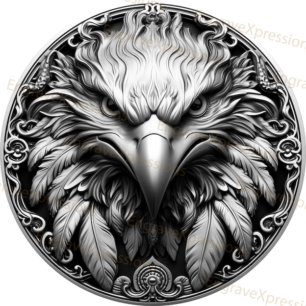 Laser Burn PNG | 3D Illusion | Engrave | Laser Ready | Lightburn File | Digital Design File | Coin Circle | Eagle 2