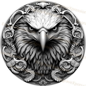 Laser Burn PNG | 3D Illusion | Engrave | Laser Ready | Lightburn File | Digital Design File | Coin Circle | Eagle 1