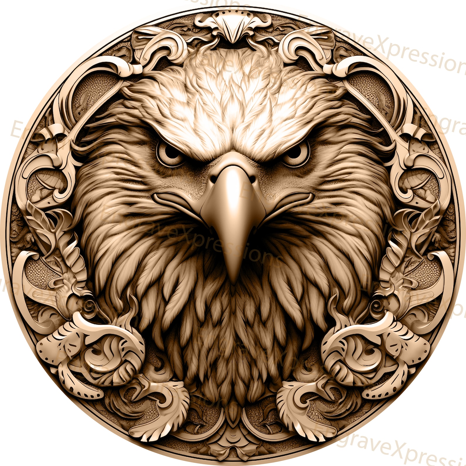 3D Eagle Laser Engrave PNG: Coin Circle Design (digital Design File) - Etsy
