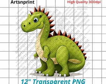 Dinosaur Cartoon Transparent PNG Kids Clipart, Sublimation, Wind Spinner Design, Shirt Design, Tumbler Wrap, High Quality 300dpi bonus JPG