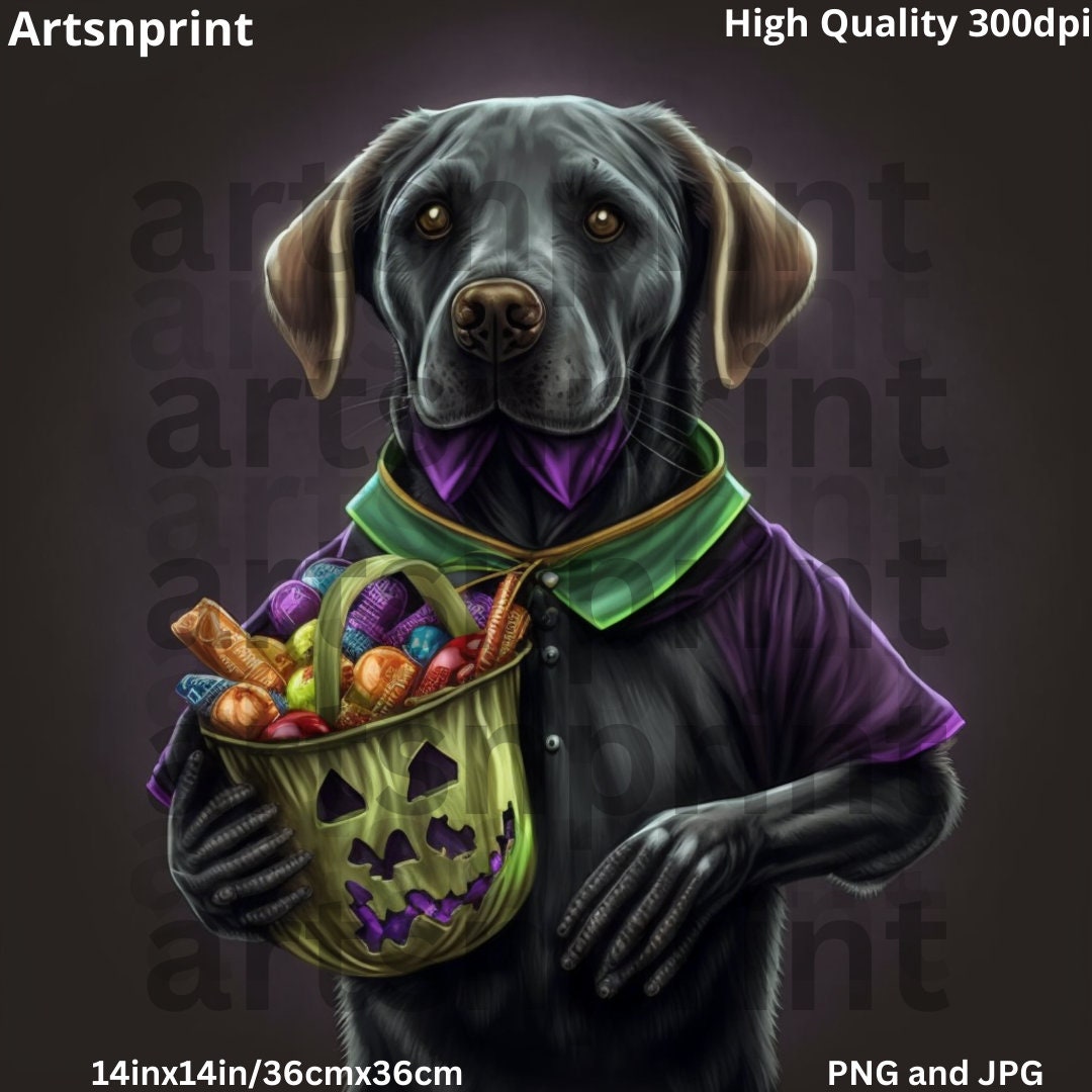 Labrador Retriever Halloween Trick or treat 36cm 14in Png Jpg labrador-retriever-halloween-trick-or-treat-36cm-14in-png-jpg