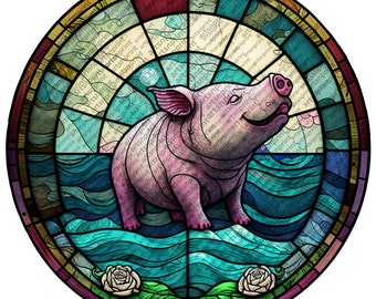 Pink Pig PNG: Sublimation Design, Wind Spinner Template (300dpi)