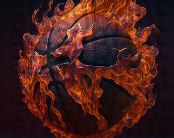 Basketball Fireball PNG: Sublimation Design (Digital Download)