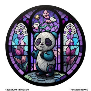 Panda PNG, diseño de sublimación, spinner de viento panda, envoltura de vaso redondo, png transparente, diseño de camisa panda, Panda de dibujos animados de vidrieras