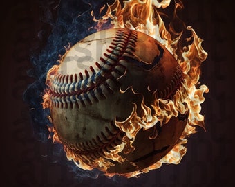Fireball Baseball PNG: Flaming Ball Sublimation Design (Digital Download)
