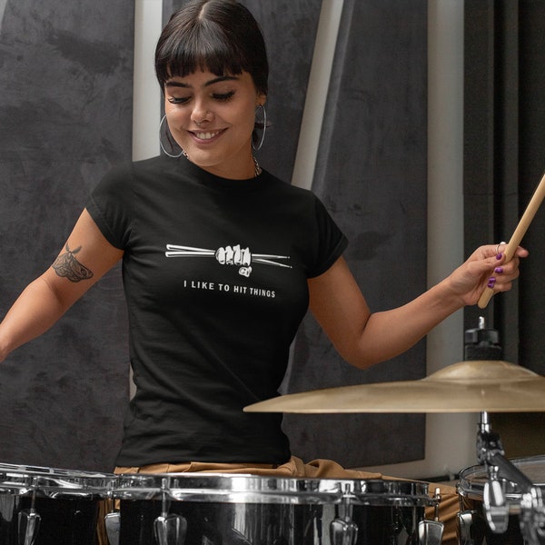 Drummer T-shirt, drums, I like to hit things, musician, band, tee